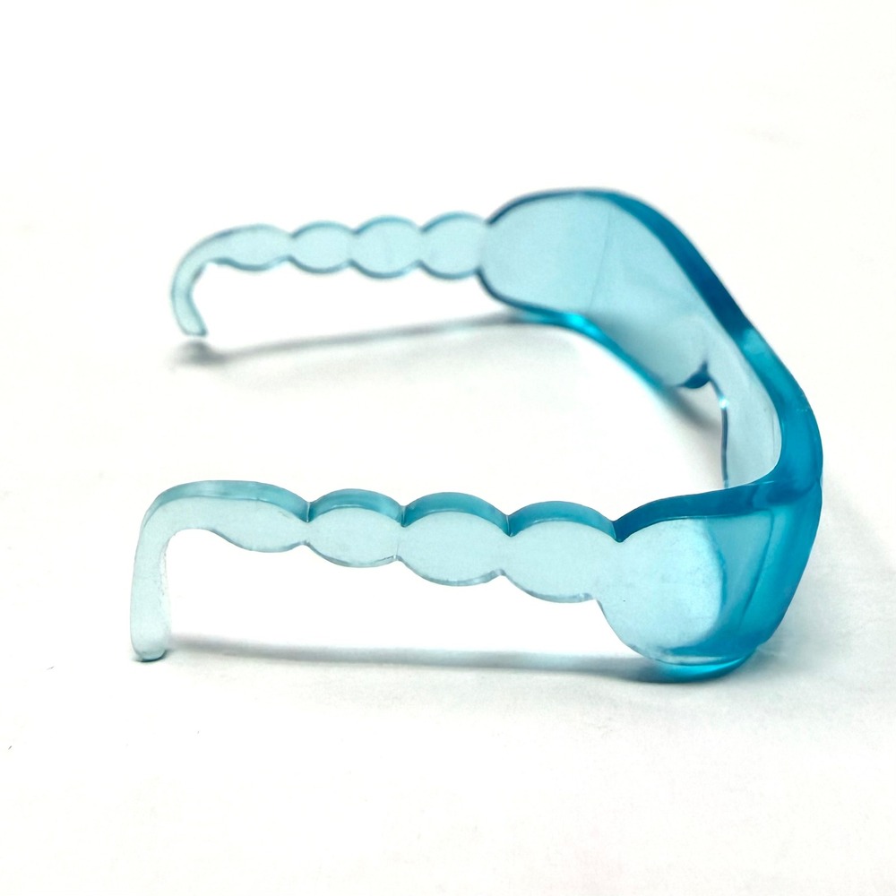 Barbie My Scene Blue Translucent Shield Sunglasses Y2K Futuristic Wavy Scallop - Picture 3 of 5